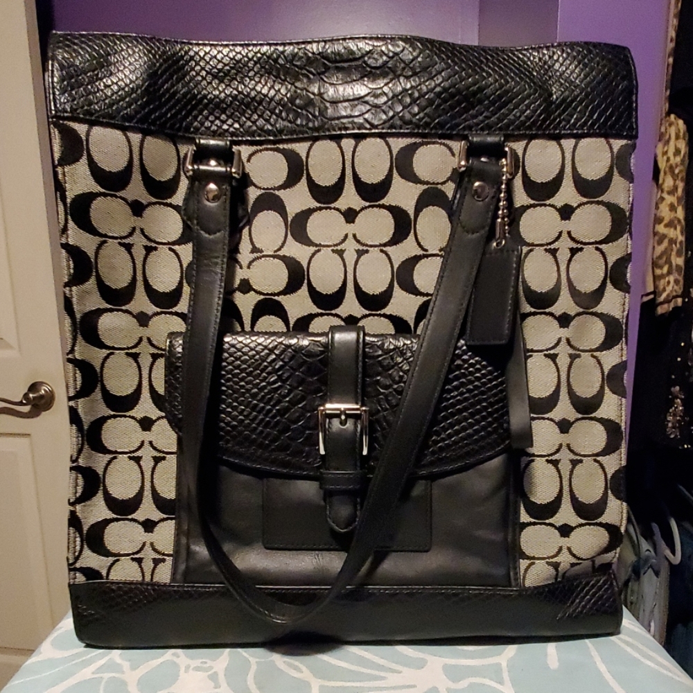 Coach Charlie signature python tote
